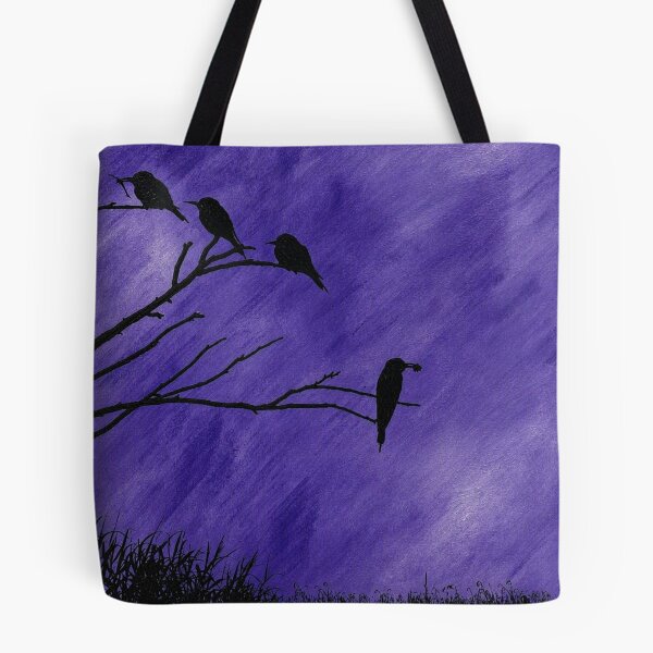 Item preview, Silhouette of Birds on Bare Branches Against a Purple Sky designed and sold by Lougud.