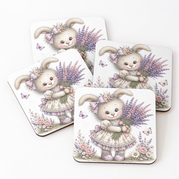 Item preview, Cute Bunny with Lavender Flowers designed and sold by PetalGarden.