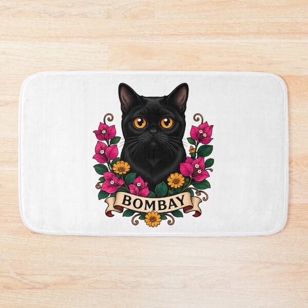 Item preview, Bombay Cat Vintage Floral Tattoo Art designed and sold by Old's Cool Cat Studio.