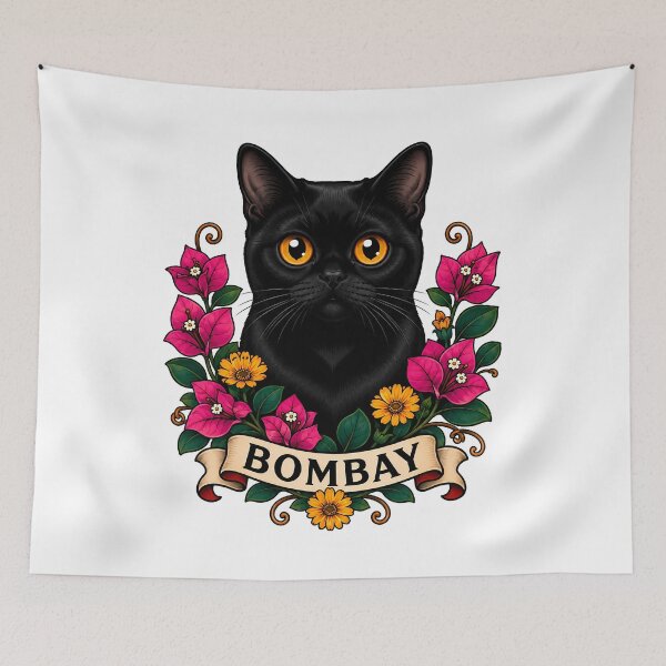 Item preview, Bombay Cat Vintage Floral Tattoo Art designed and sold by Old's Cool Cat Studio.