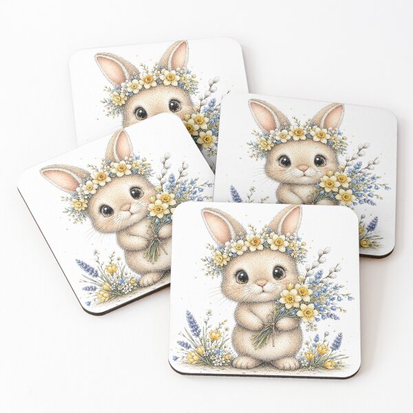 Item preview, Cute Bunny with Spring Flowers designed and sold by PetalGarden.