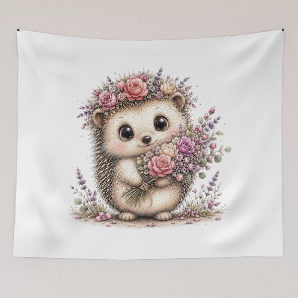 Item preview, Cute Hedgehog with Flowers designed and sold by PetalGarden.