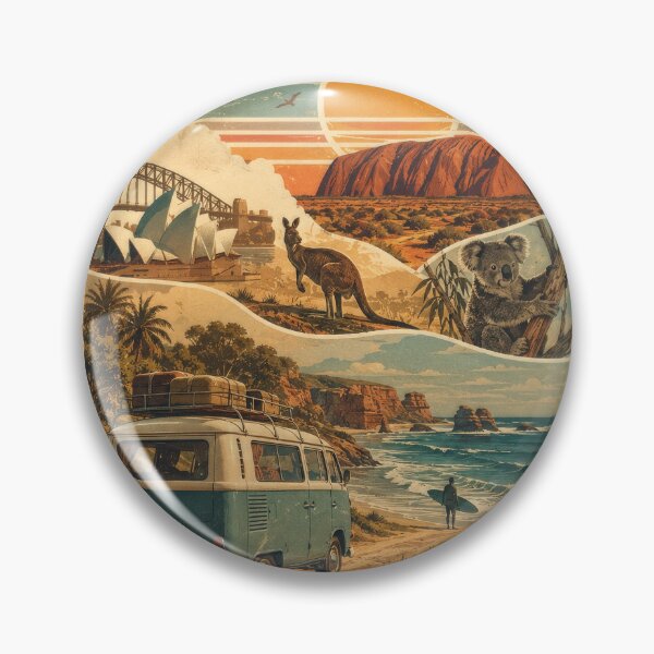 Item preview, Vintage Australia Travel Poster with Surf and Outback designed and sold by RiderSpoon.