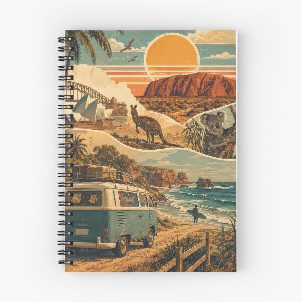 Item preview, Vintage Australia Travel Poster with Surf and Outback designed and sold by RiderSpoon.