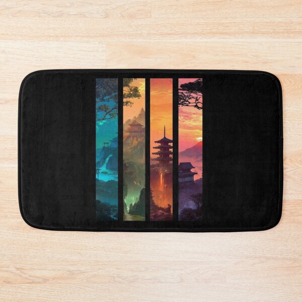 Item preview, Japanese Landscape Four Seasons – Pagoda Mountain Sunset Asian Nature Art designed and sold by anemiche.