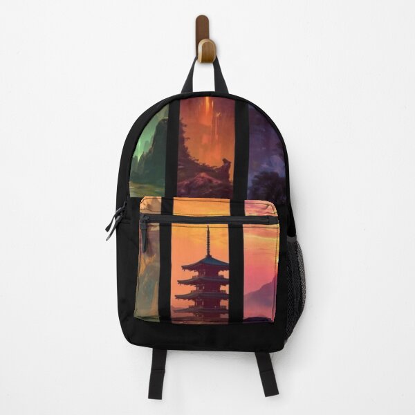 Item preview, Japanese Landscape Four Seasons – Pagoda Mountain Sunset Asian Nature Art designed and sold by anemiche.