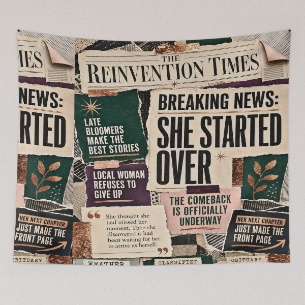 Item preview, Empowering vintage newspaper collage celebrating fearless new beginnings designed and sold by K3DreamKreations .