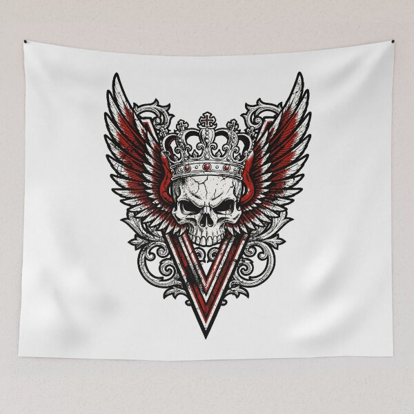 Item preview, Regal Crowned Skull Wings Grunge Emblem designed and sold by Romgora.
