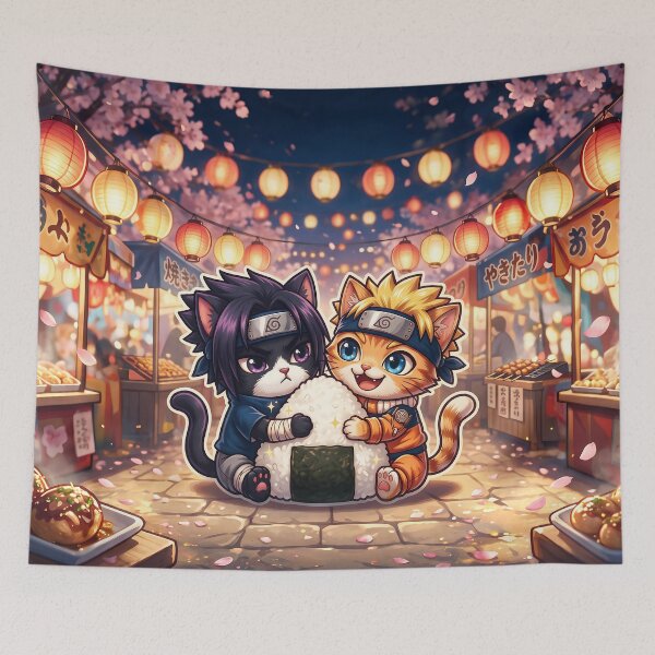 Item preview, Anime Ninja Cats Giant Onigiri: Kawaii Shinobi Duo designed and sold by CuteKats.