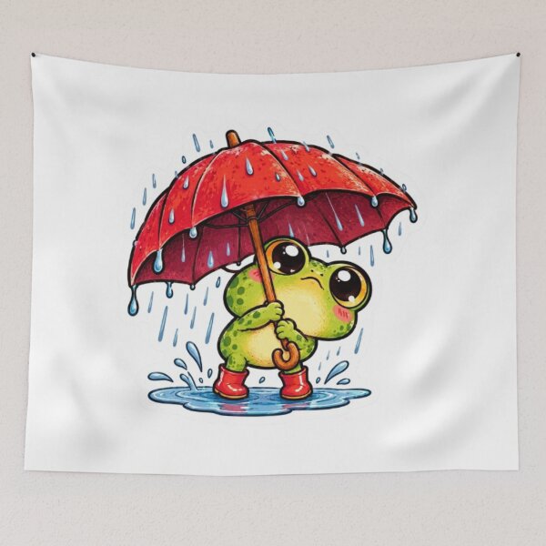 Item preview, Frog Holding Red Umbrella in Rain designed and sold by Snurly.