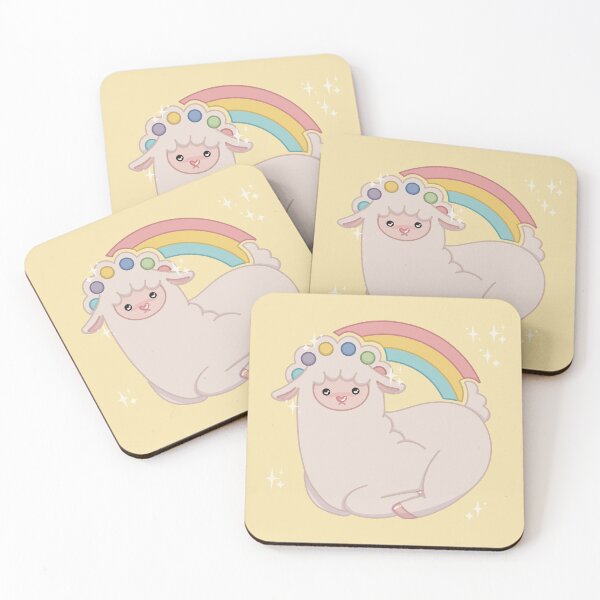 Item preview, Cute Pastel Alpaca with Raindow | Kawaii Animal Illustration designed and sold by Hille Stickers.