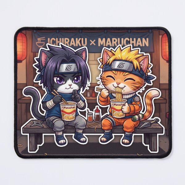 Item preview, Anime Ninja Cats Eating Ramen: Maruchan Noodle Shop designed and sold by CuteKats.