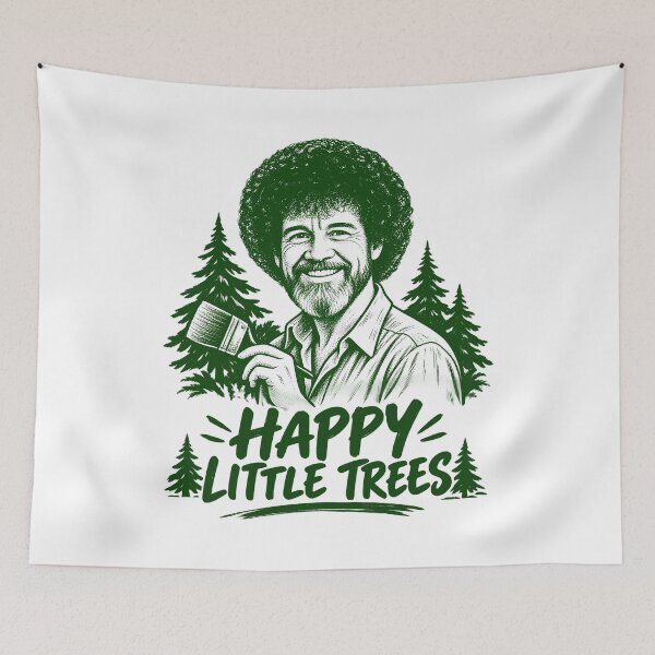Artikelvorschau, Bob Ross Happy Little Trees Vintage Painter entworfen und verkauft von karamram.