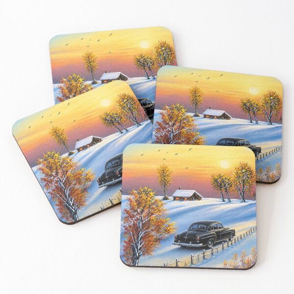 Item preview, Sunset Drive Through Snowy Countryside in a Classic Car designed and sold by MarlinMatt.
