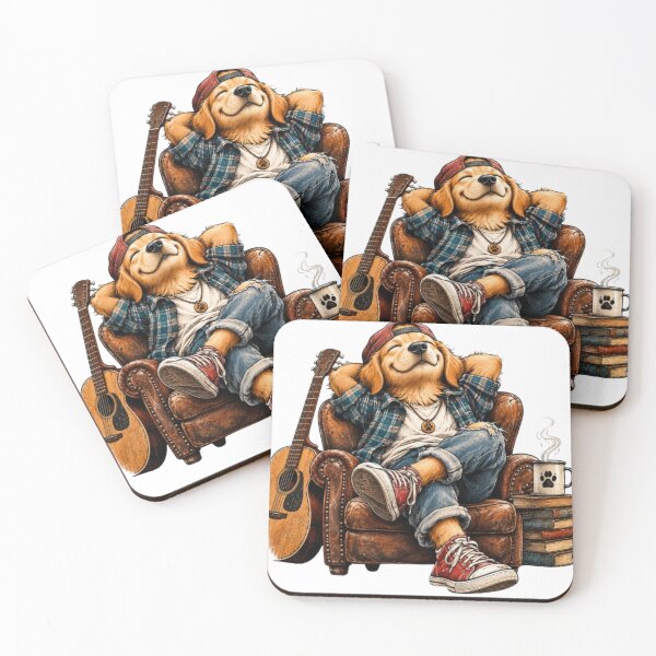 Item preview, Chill Golden Retriever Relaxing in Armchair Sticker designed and sold by Snurly.