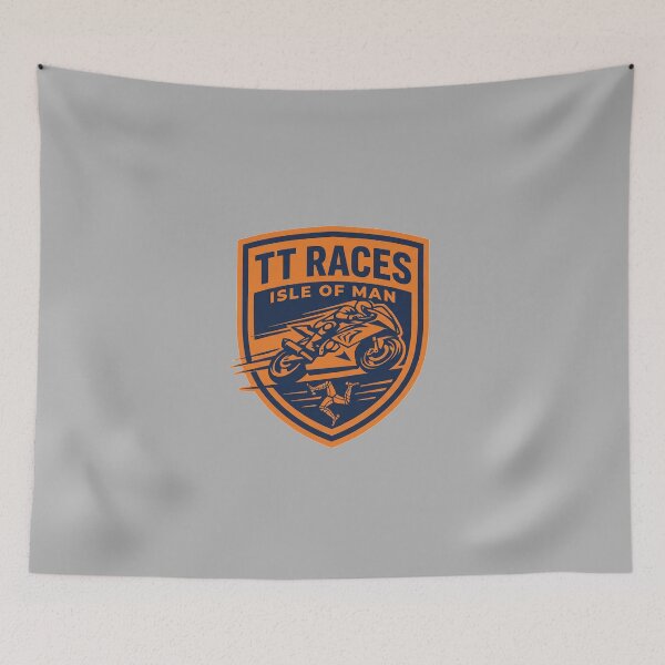 Item preview, Isle of Man TT Races Orange Navy Motorcycle Shield designed and sold by KiwiRider.