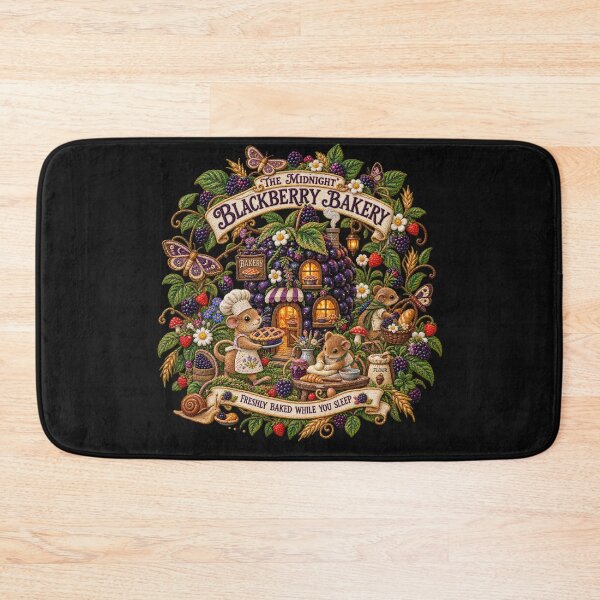 Item preview, Cottagecore Mouse Bakery Embroidery – Midnight Blackberry Bakery Woodland Art designed and sold by Emoji Emblems.