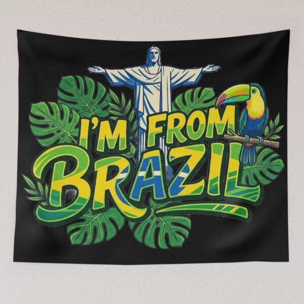 Item preview, I'm From Brazil - Christ the Redeemer and Tropical Toucan designed and sold by conamor-bymel.
