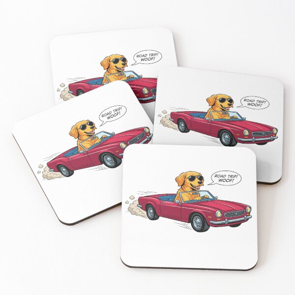 Item preview, Golden Retriever Road Trip Funny Dog Vintage Car designed and sold by ilyasartist.