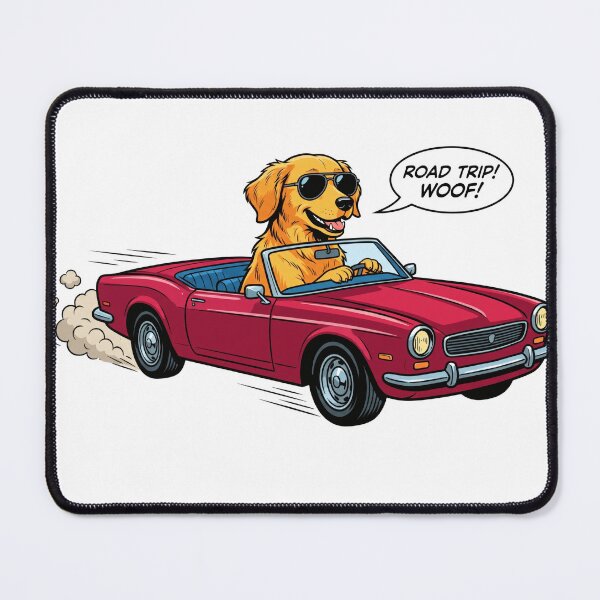 Item preview, Golden Retriever Road Trip Funny Dog Vintage Car designed and sold by ilyasartist.