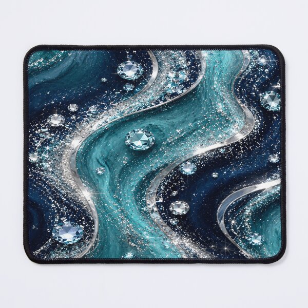 Item preview, Turquoise Navy Silver Crystal Glitter Waves designed and sold by Lily Lola.