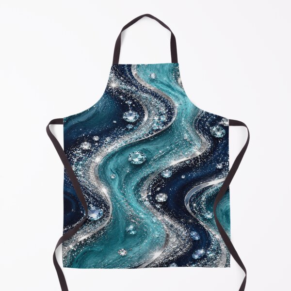 Item preview, Turquoise Navy Silver Crystal Glitter Waves designed and sold by Lily Lola.