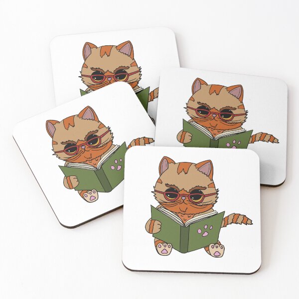 Item preview, kawaii cat reading a book designed and sold by Insomnie.