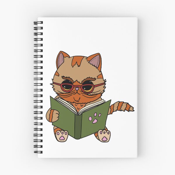 Item preview, kawaii cat reading a book designed and sold by Insomnie.