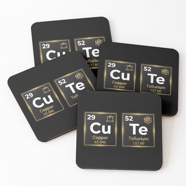 Item preview, lean periodic table tiles for Cu (Copper) and Te (Tellurium) with atomic numbers (29 and 52). designed and sold by BestCoolStuff.