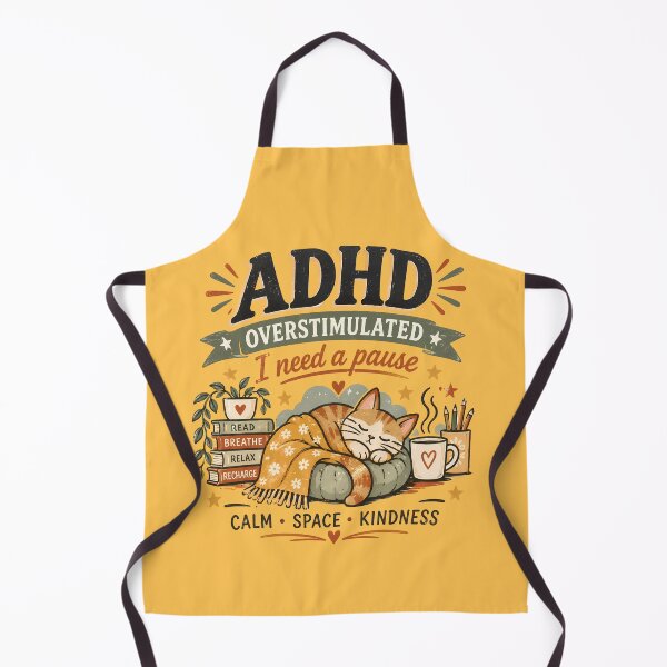 Item preview, ADHD Overstimulated I Need a Pause Cozy Cat Quote designed and sold by Marti’s Shop Corner.