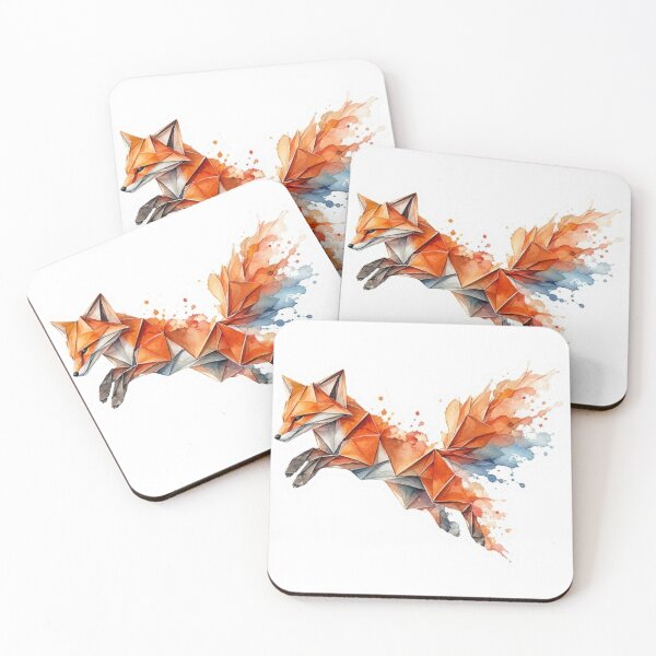 Item preview, Geometric Watercolor Jumping Fox Art Sticker designed and sold by Snurly.