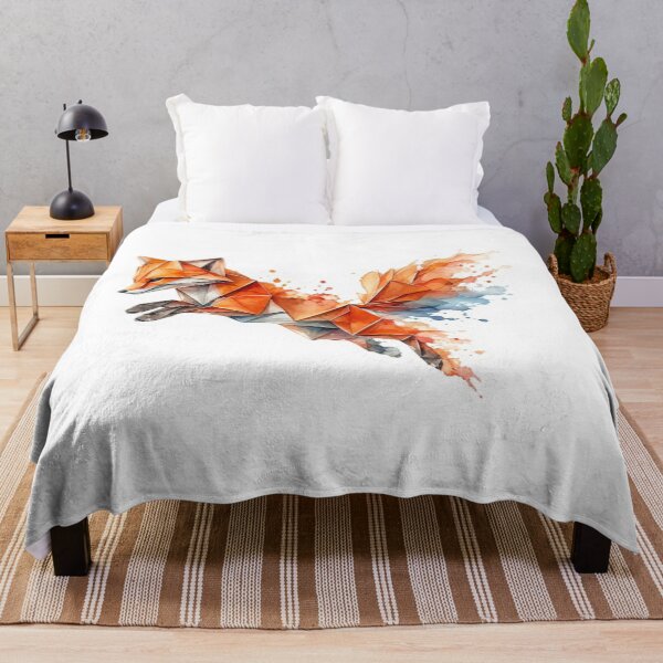 Item preview, Geometric Watercolor Jumping Fox Art Sticker designed and sold by Snurly.
