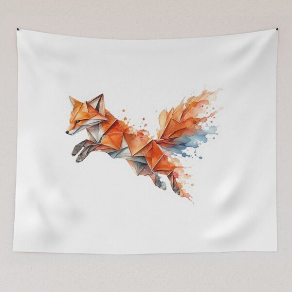 Item preview, Geometric Watercolor Jumping Fox Art Sticker designed and sold by Snurly.