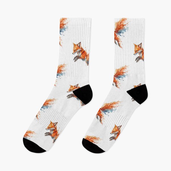 Item preview, Geometric Watercolor Jumping Fox Art Sticker designed and sold by Snurly.
