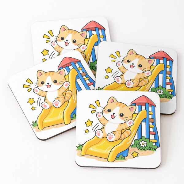 Item preview, Cute Orange Tabby Cat on Playground Slide Kawaii Playful Kitty designed and sold by NoopnyangStudio.