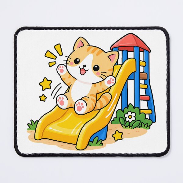 Item preview, Cute Orange Tabby Cat on Playground Slide Kawaii Playful Kitty designed and sold by NoopnyangStudio.