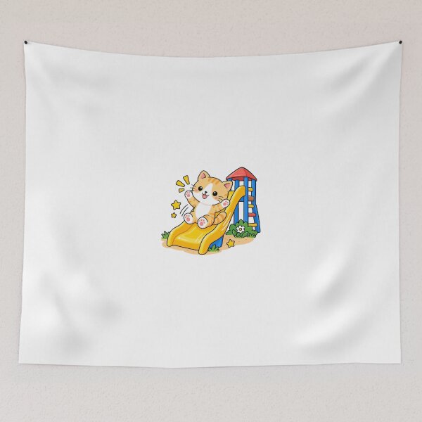 Item preview, Cute Orange Tabby Cat on Playground Slide Kawaii Playful Kitty designed and sold by NoopnyangStudio.