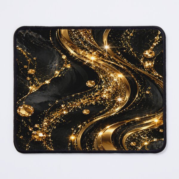 Item preview, Black Gold Glitter Marble Luxury Waves designed and sold by Lily Lola.