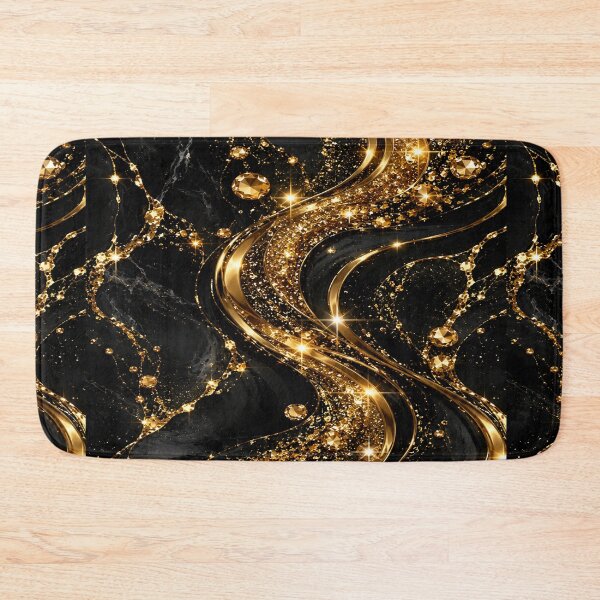 Item preview, Black Gold Glitter Marble Luxury Waves designed and sold by Lily Lola.