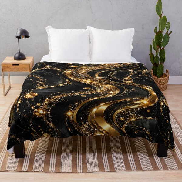 Item preview, Black Gold Glitter Marble Luxury Waves designed and sold by Lily Lola.