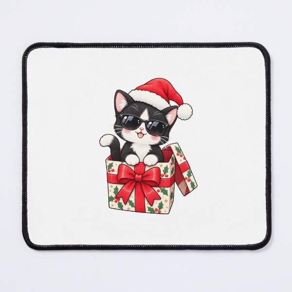 Item preview, Cool Kawaii Tuxedo Cat in a Christmas Gift Box designed and sold by tobbyasz.