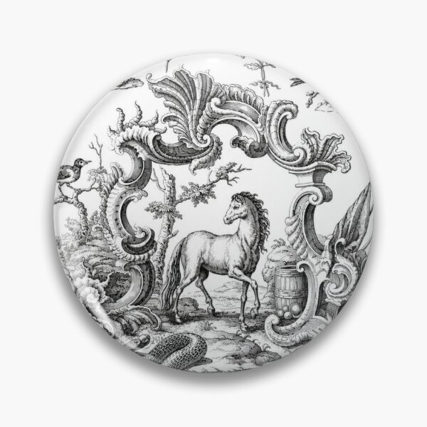 Item preview, Vintage Classical Engraving – Horse, Birds & Botanical Rococo Art designed and sold by itxelaraStudio.