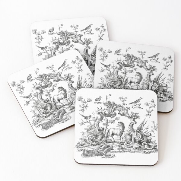 Item preview, Vintage Classical Engraving – Horse, Birds & Botanical Rococo Art designed and sold by itxelaraStudio.