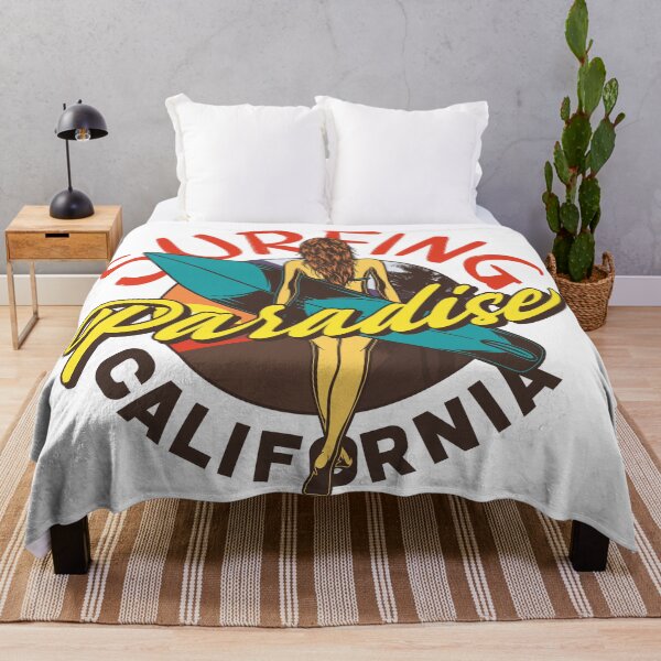 Item preview, Surf Paradise California Surfer Girl Beach Sunset Gráfico Vintage designed and sold by heedooppod.