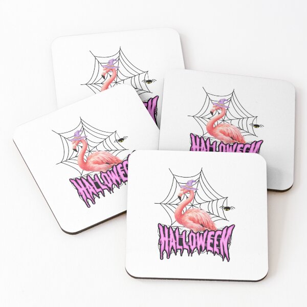 Item preview, Pink Halloween Flamingo Witch with Spider Web designed and sold by Inka Moon Design.