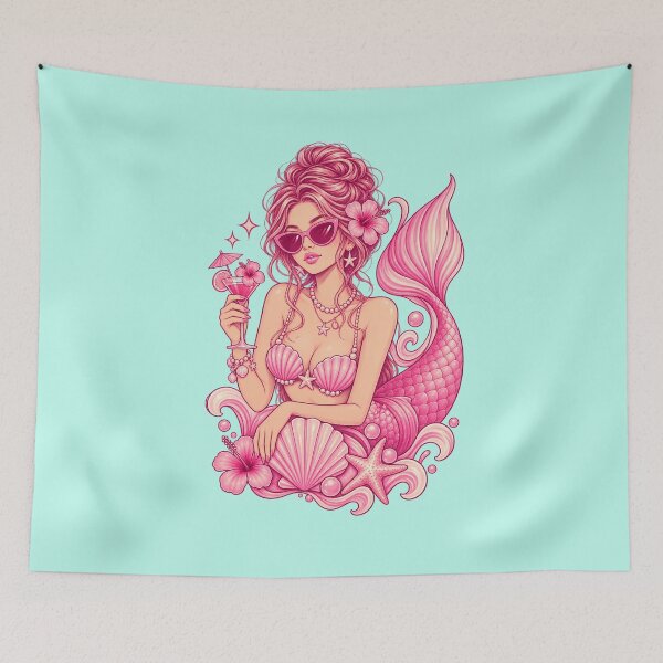 Item preview, Pink Mermaid Girl Underwater Fantasy Art designed and sold by Snuggz_08.