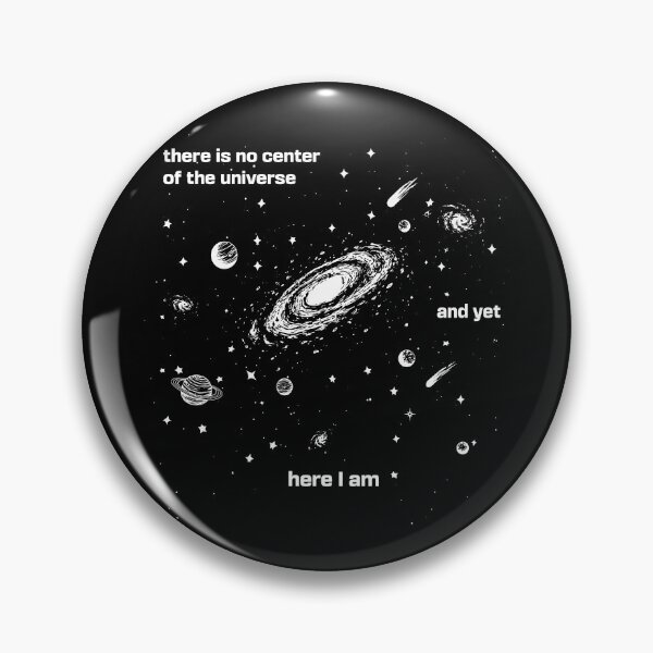 Item preview, Cosmic Minimalist Sticker — “There Is No Center of the Universe” Quote Art designed and sold by Krasnovaovaova.