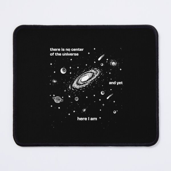Item preview, Cosmic Minimalist Sticker — “There Is No Center of the Universe” Quote Art designed and sold by Krasnovaovaova.