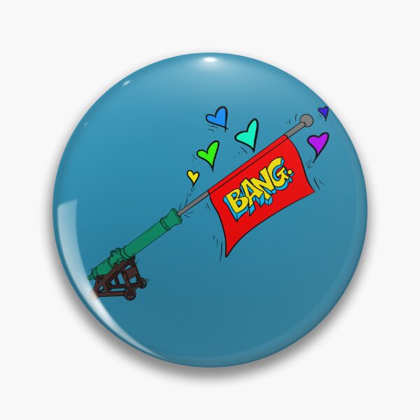 Item preview, Comic BANG Cannon Flag Colorful Hearts Funny Graphic Design designed and sold by Urban Muse And Sultry Hues.