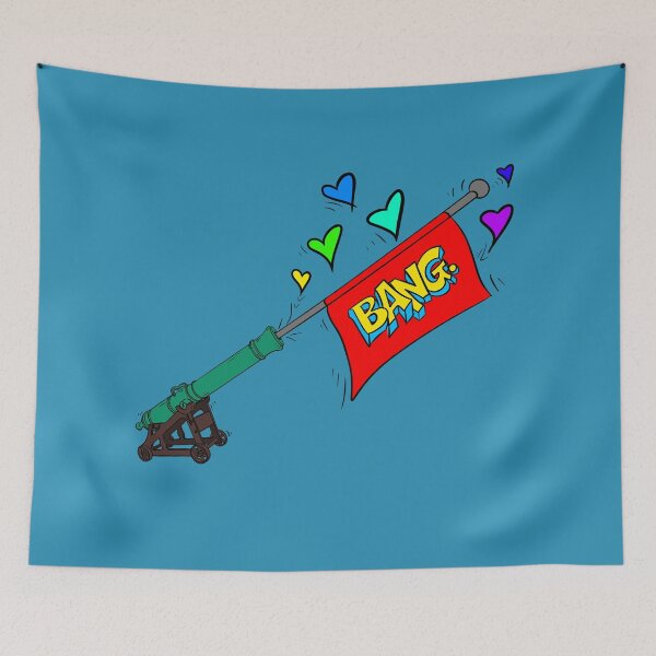 Item preview, Comic BANG Cannon Flag Colorful Hearts Funny Graphic Design designed and sold by Urban Muse And Sultry Hues.